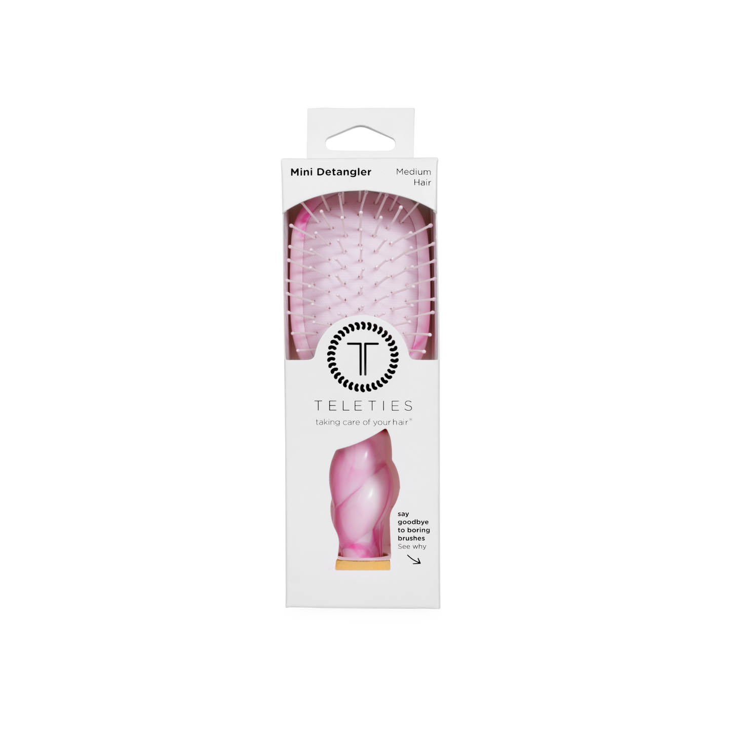 TELETIES Pinch Me! Mini Detangler Hair Brush – Pink Tie-Dye