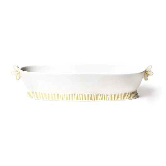 Deco Gold Scallop 19 Oval Handled Bowl
