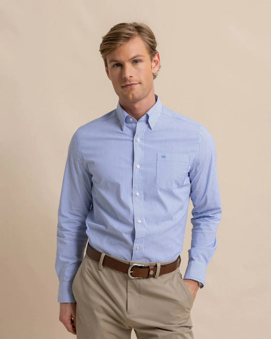 Southern Tide Cobalt Blue Chs Granby Stripe Sportshirt