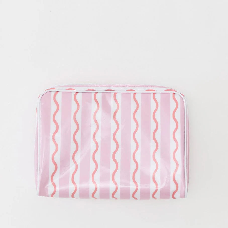 Weezie Coral Squiggle Large Patterned Toiletry Bag