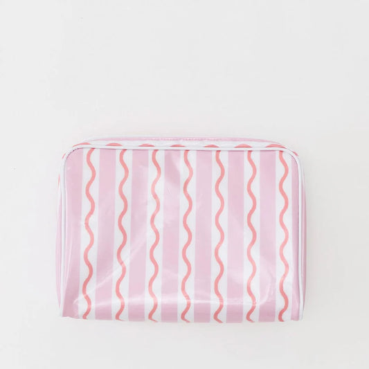 Weezie Coral Squiggle Large Patterned Toiletry Bag