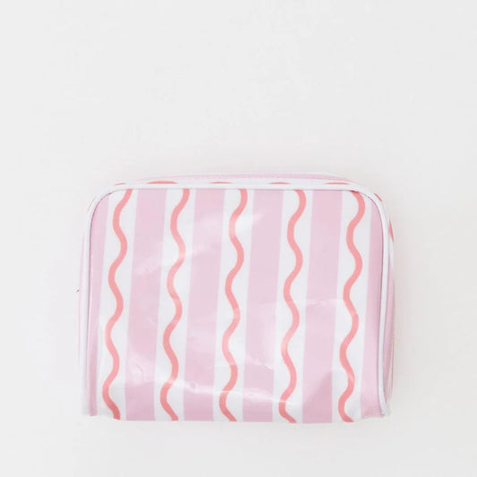 Weezie Coral Squiggle Small Patterned Toiletry Bag