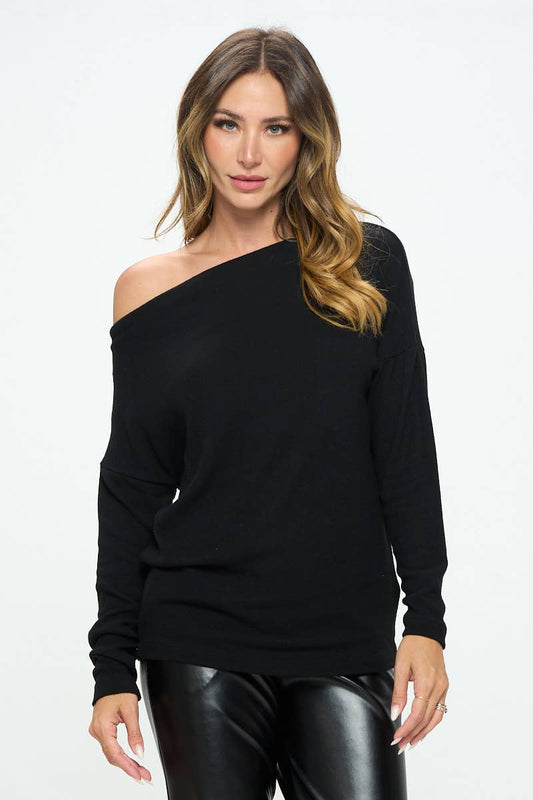 Brushed Knit Off-the-Shoulder Top – Made in the USA