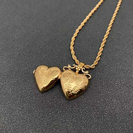 Openable Flowers Heart Locket Goldplated Necklace