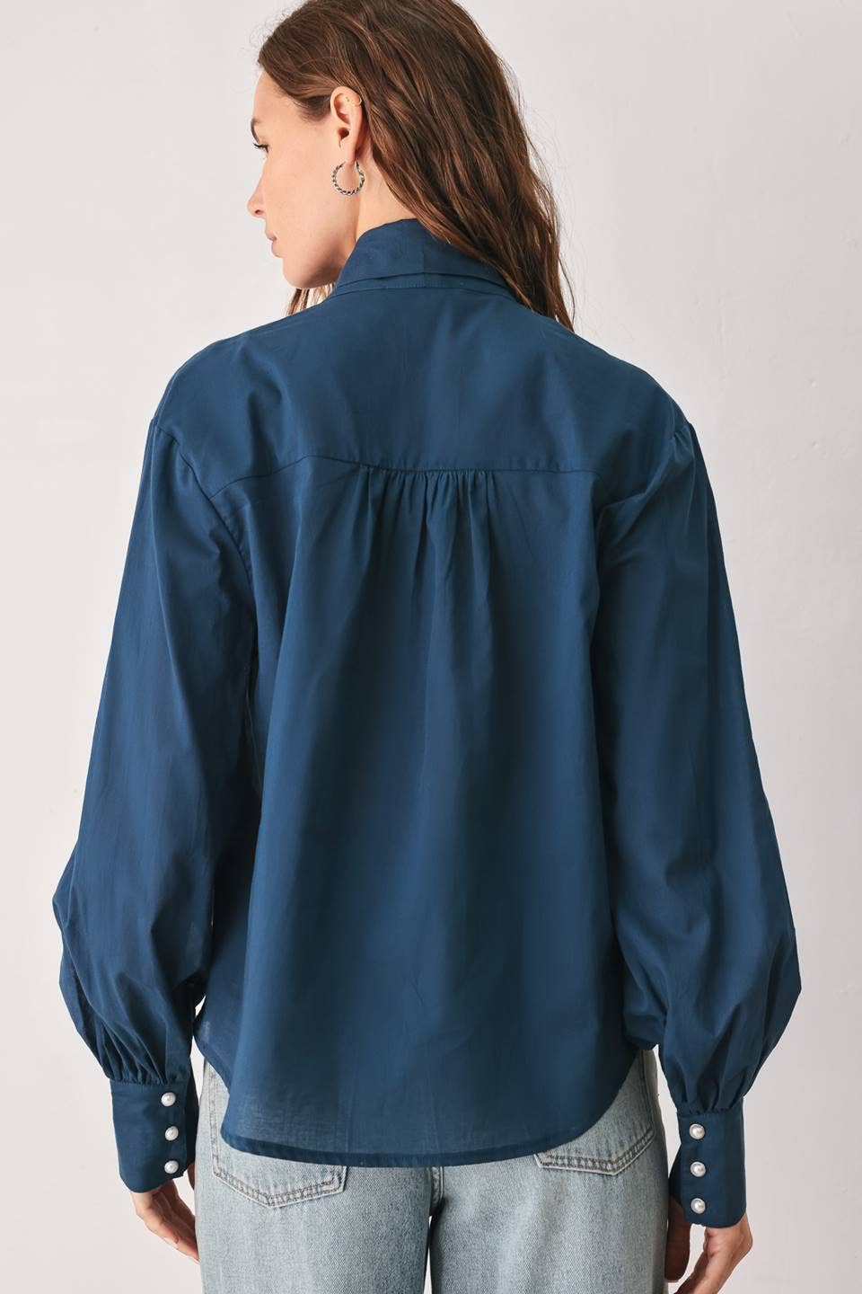 Harbor Blue Bow Tie Blouse