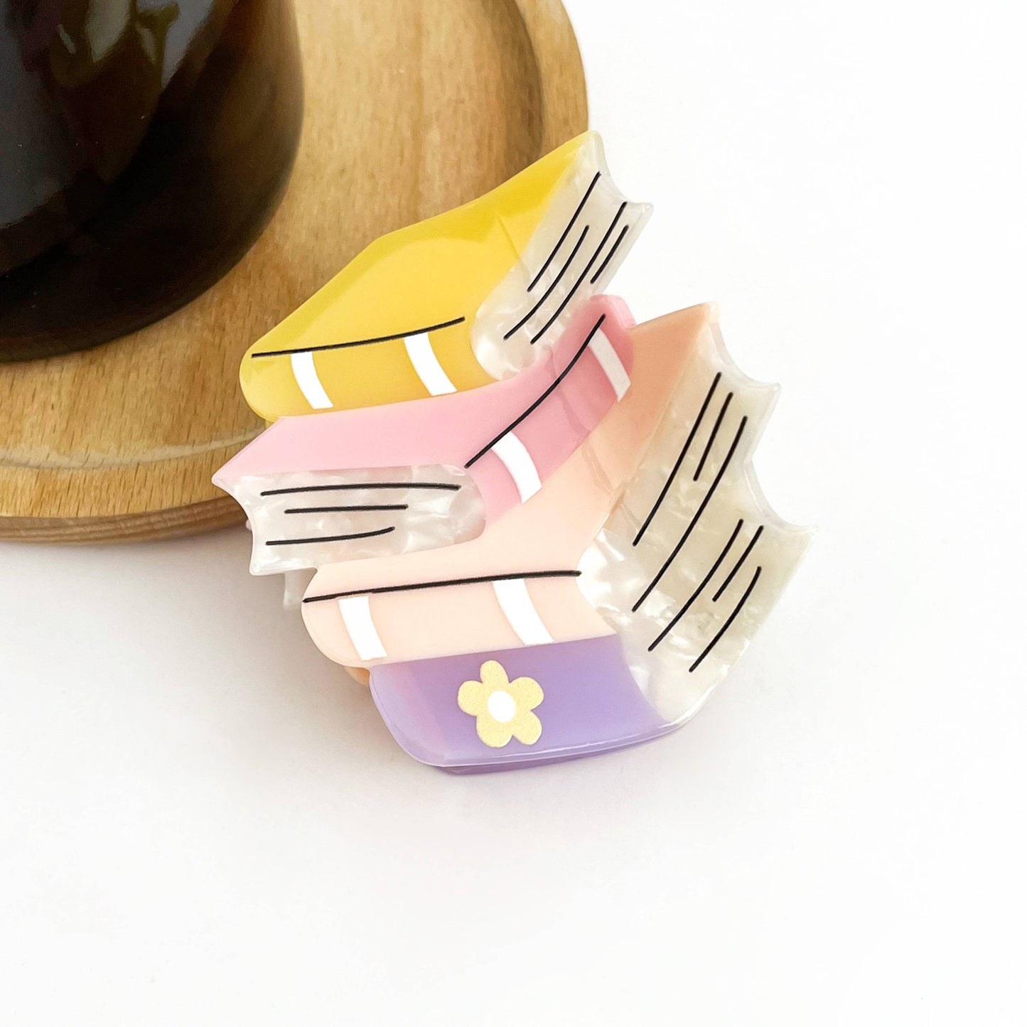 Stacked Books Hair Clip & Pencil Claw Clip