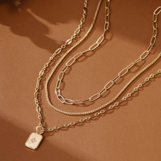 18K STAINLESS STEEL TARNISH FREE LAYERED NECKLACE