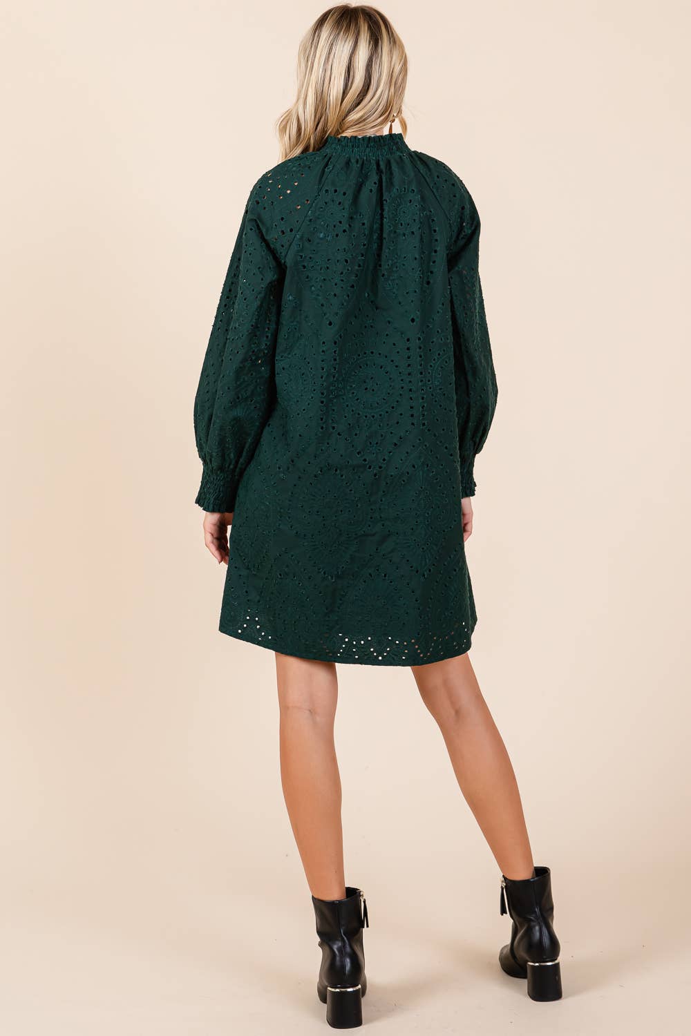 Evergreen Eyelet Mini Dress
