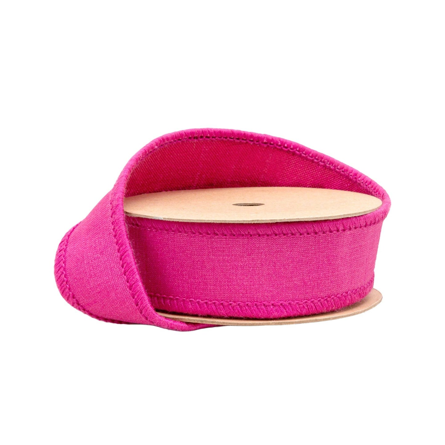 1" Wired Dupioni Ribbon | Hot Pink w/ Metallic Fused Backing | 10 Yard Roll