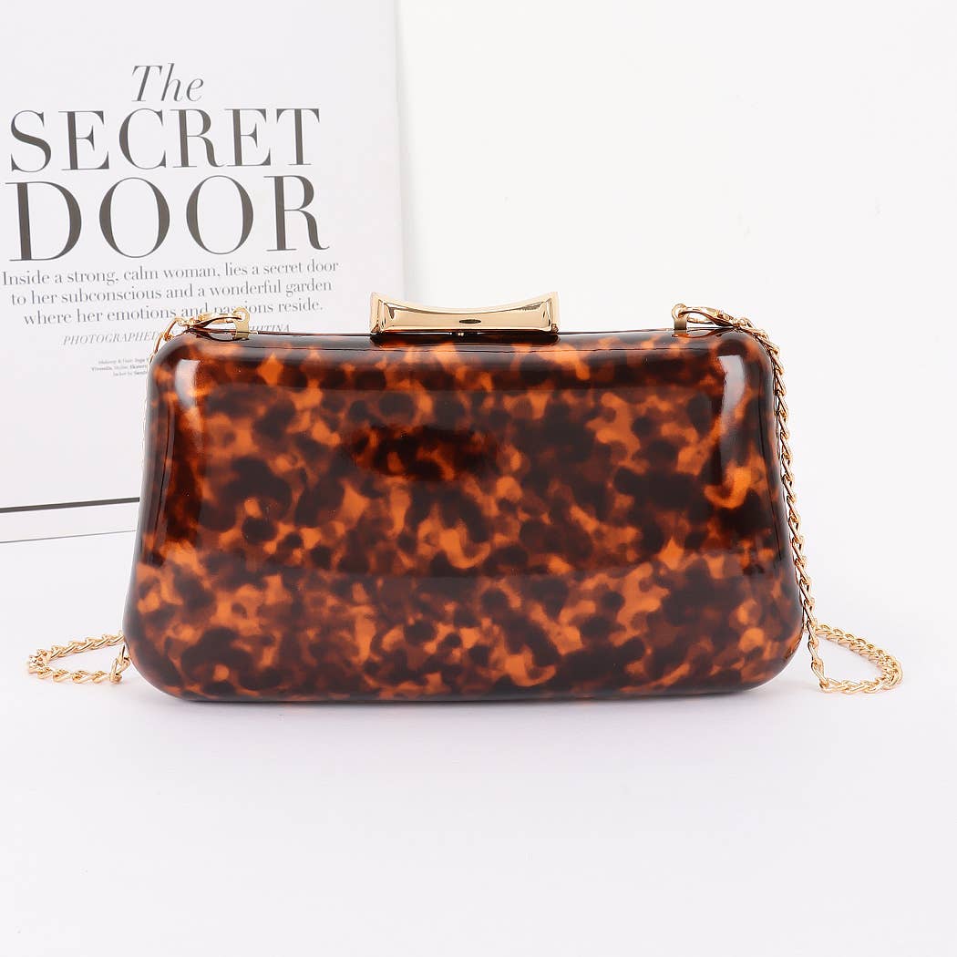 Enamel Faux Leather Party Clutch