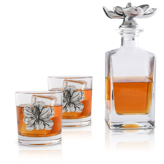 Arthur Court Magnolia Decanter Set with Glasses