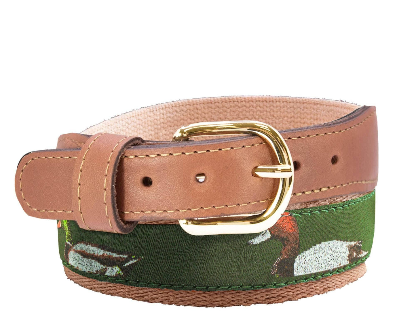 Ducks Outdoor Men's Woven Hunter Green Ribbon Belt.