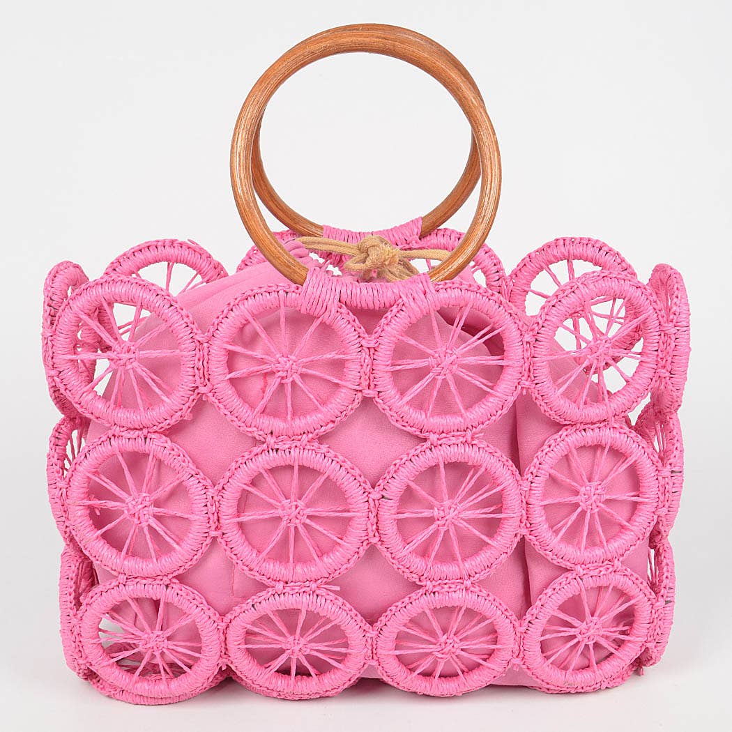 Monotone Crochet Handbag.: Fuschia