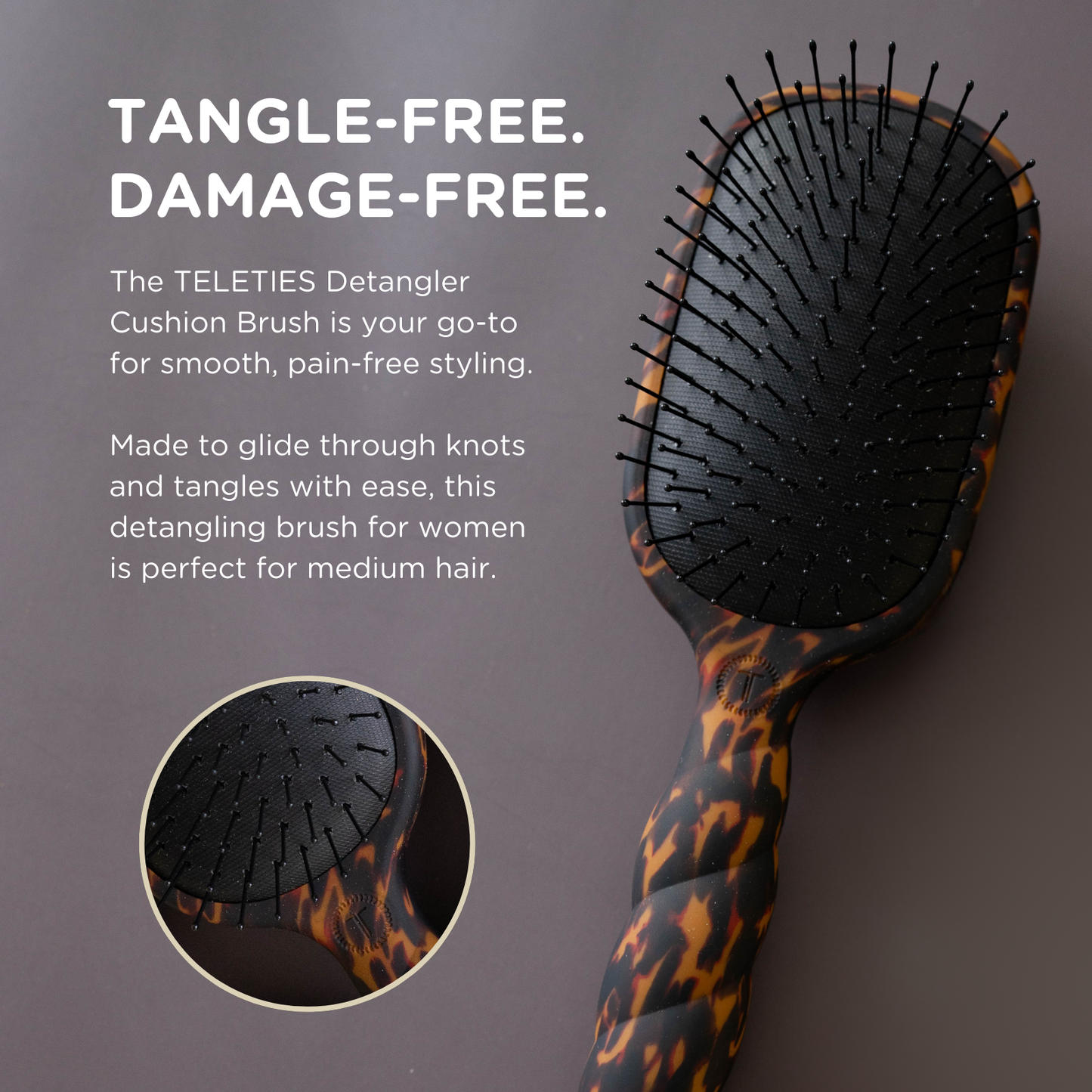 TELETIES® Detangler Hair Brush for Medium Hair – Tortoise