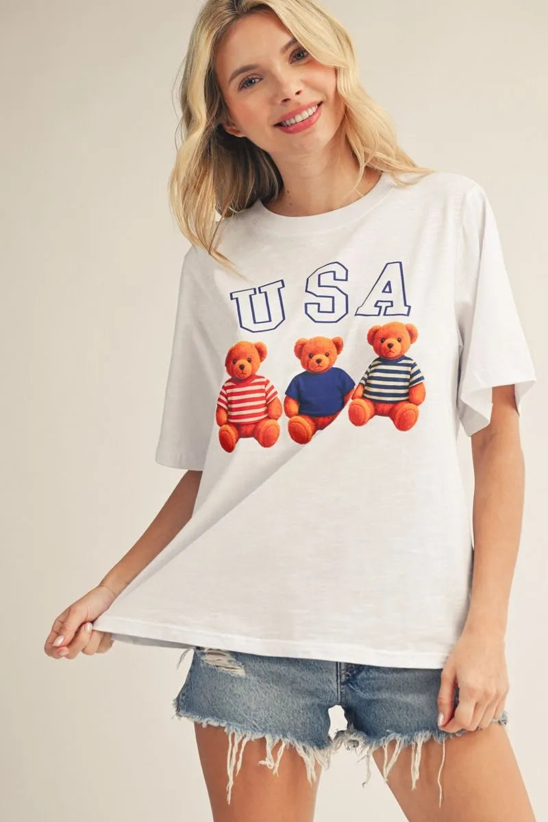 Jodifl USA Teddy Bear Graphic Tee
