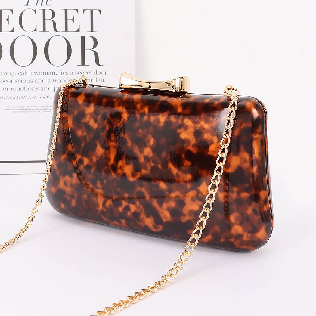 Enamel Faux Leather Party Clutch