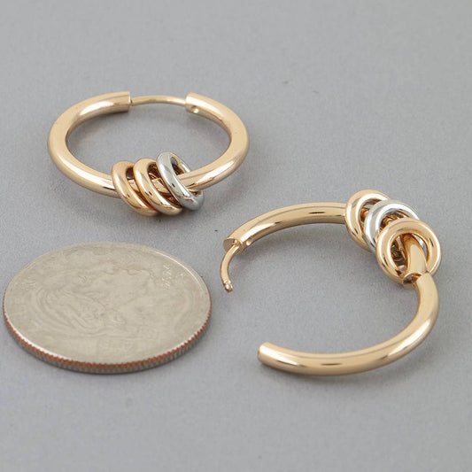 Two Toned Loop Hoop Earrings