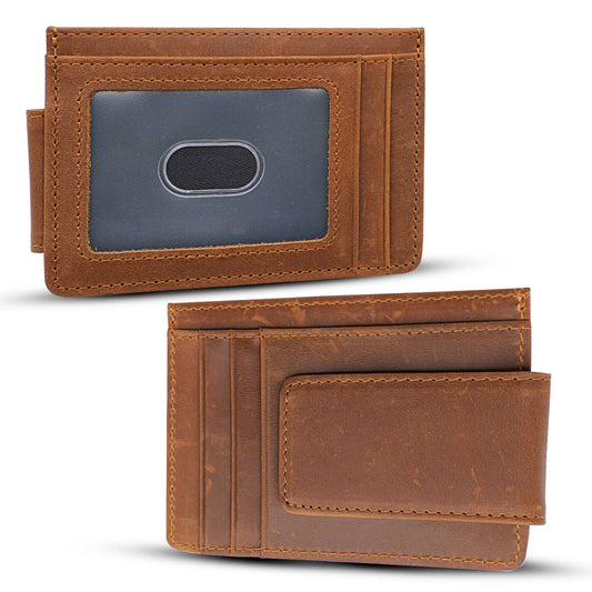 The Everything Leather Wallet with Magnet Clip in Brown