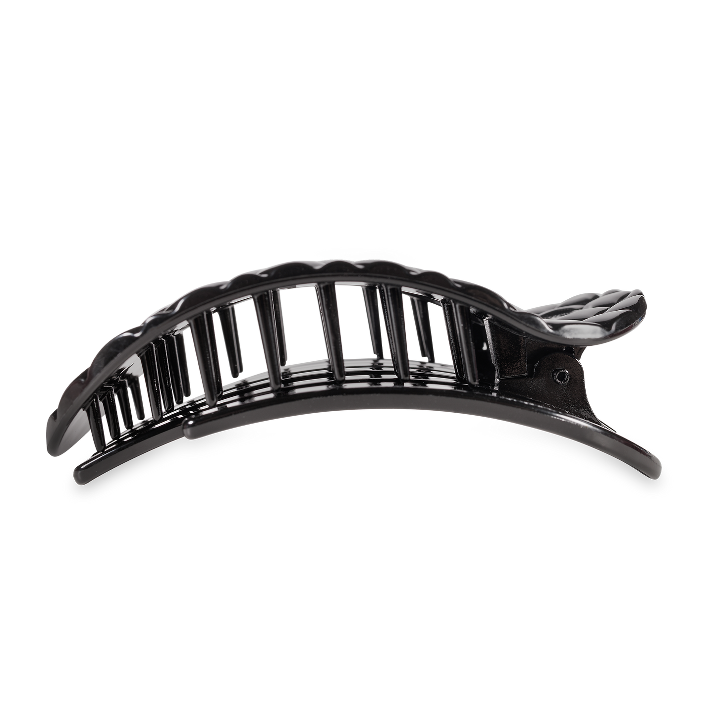 Teleties Flat Round Hair Clip | Large | Jet Black Quilted