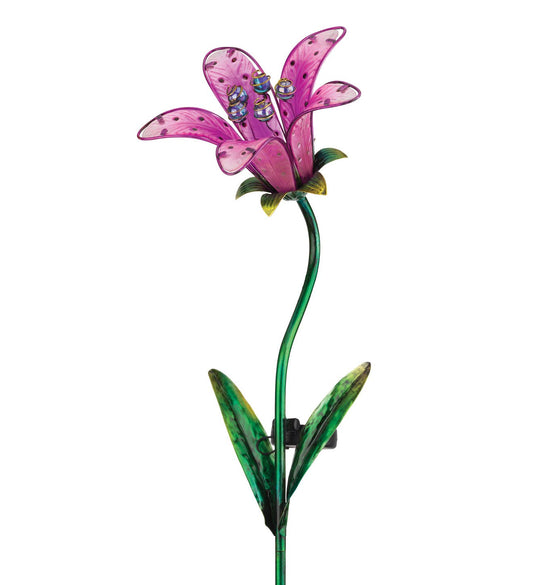 Pink Solar Tiger Lily Garden Stake