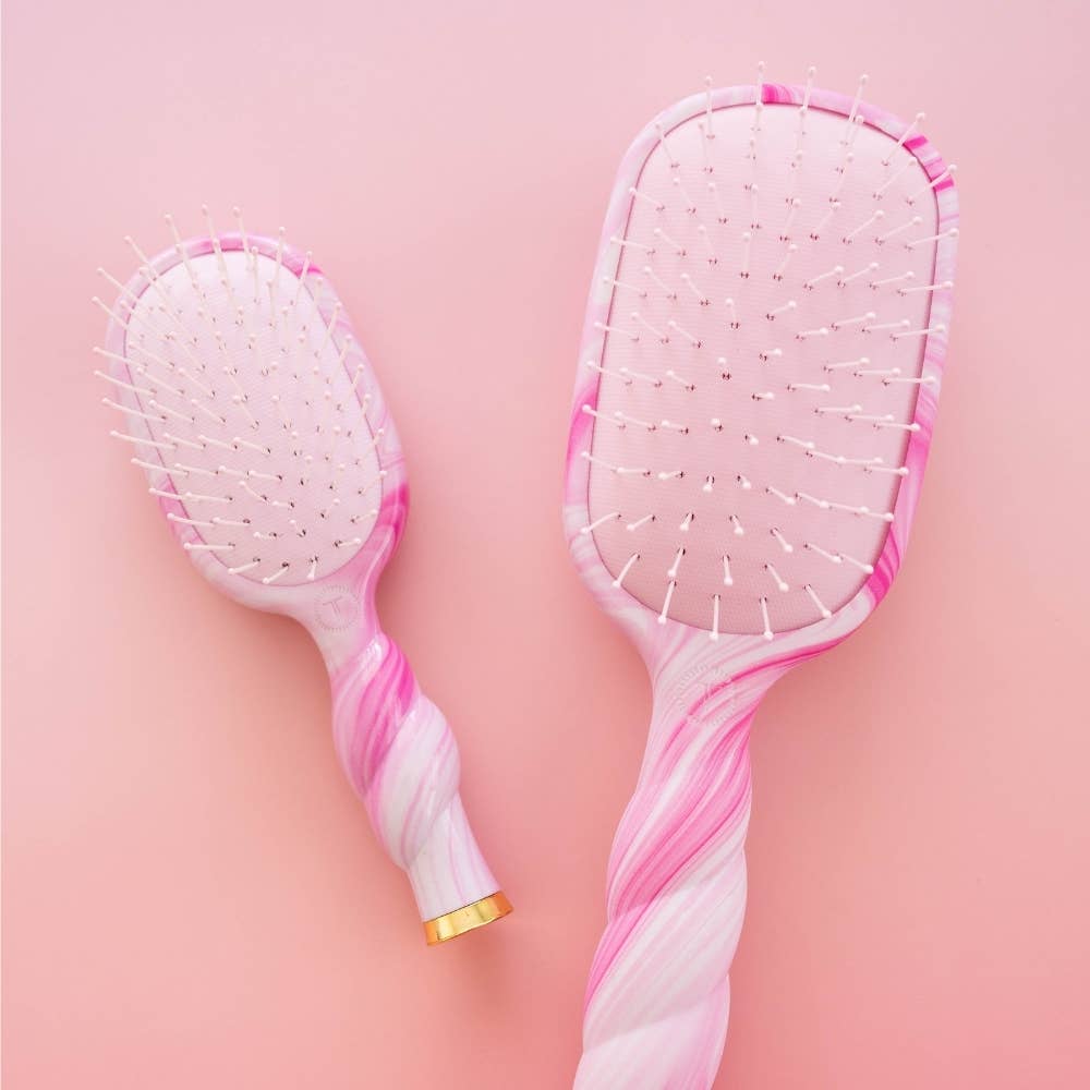 TELETIES Pinch Me! Mini Detangler Hair Brush – Pink Tie-Dye