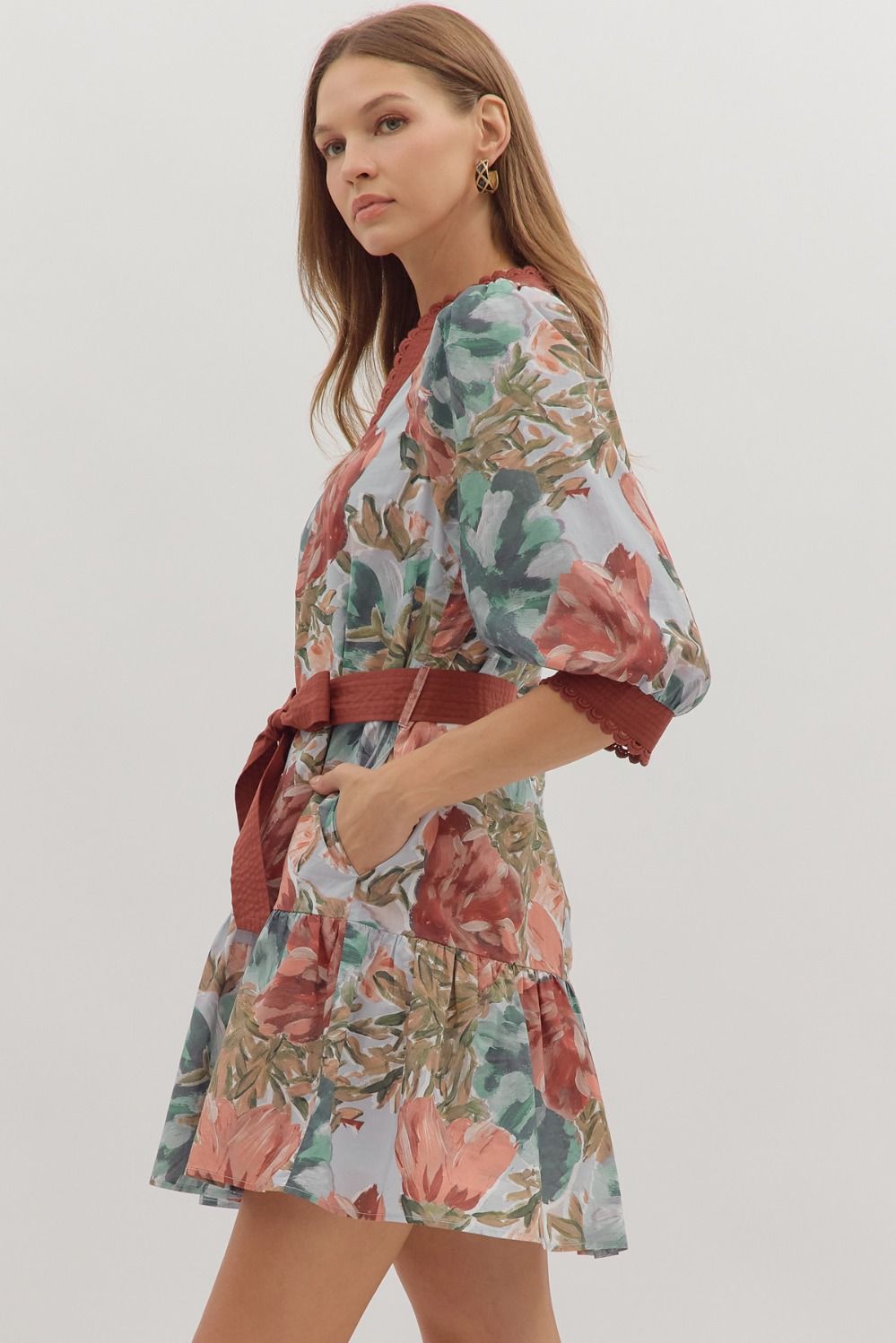 Chestnut Painted Floral Dress