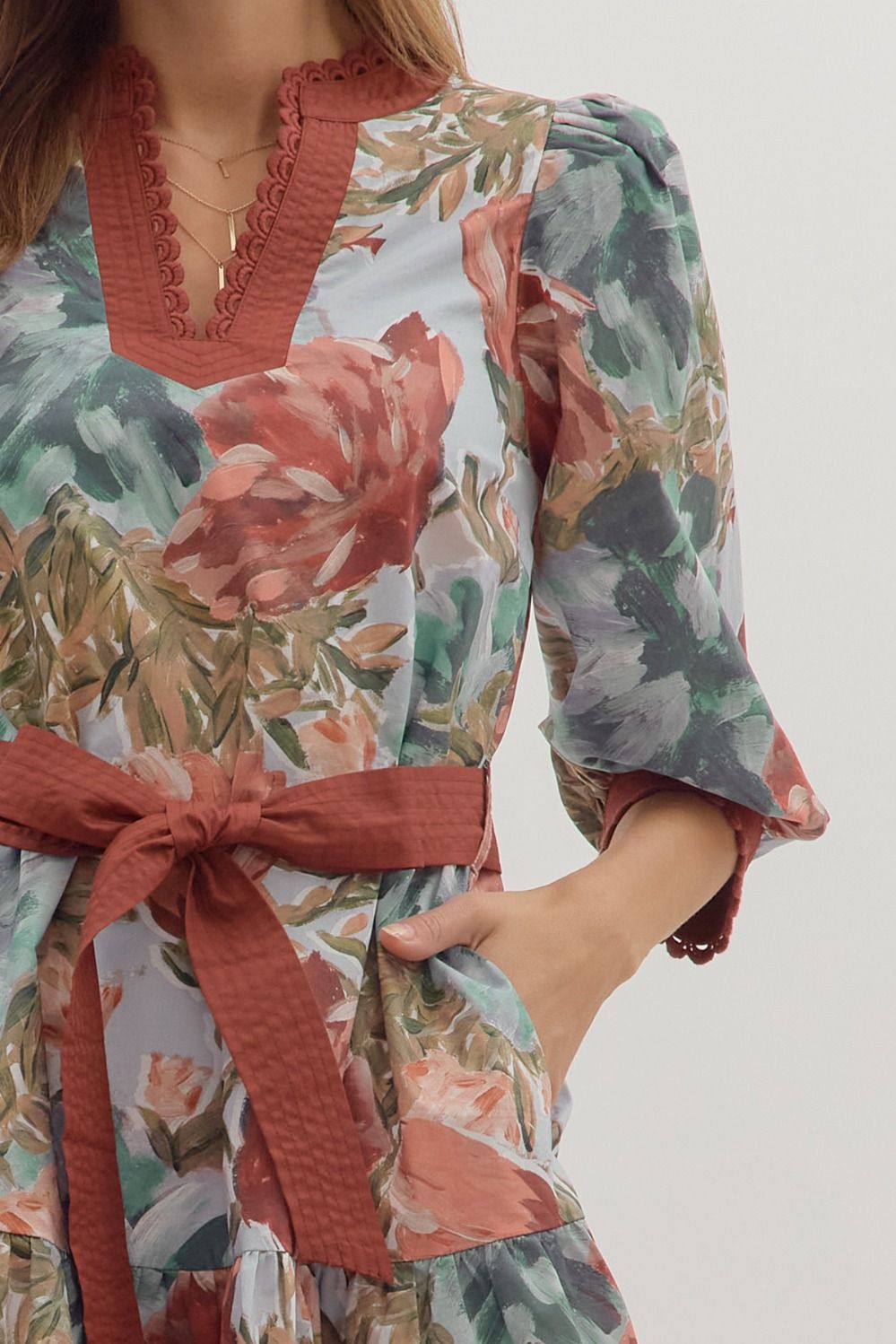 Chestnut Painted Floral Dress