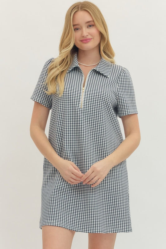 🤍 Gingham Puff Sleeve Mini Dress