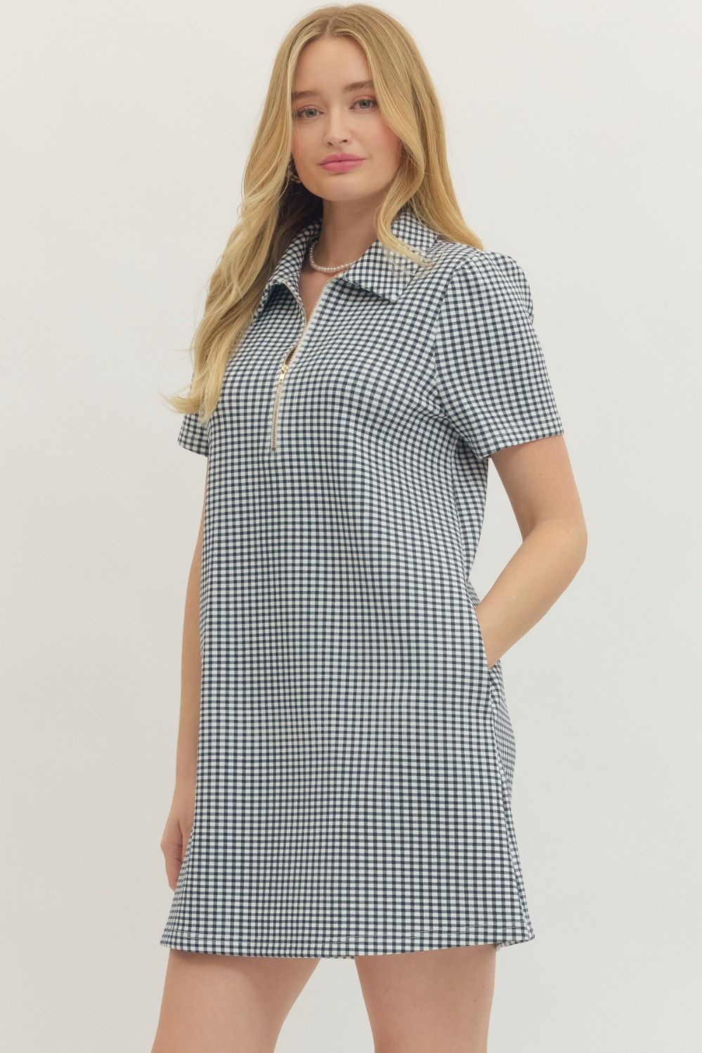🤍 Gingham Puff Sleeve Mini Dress