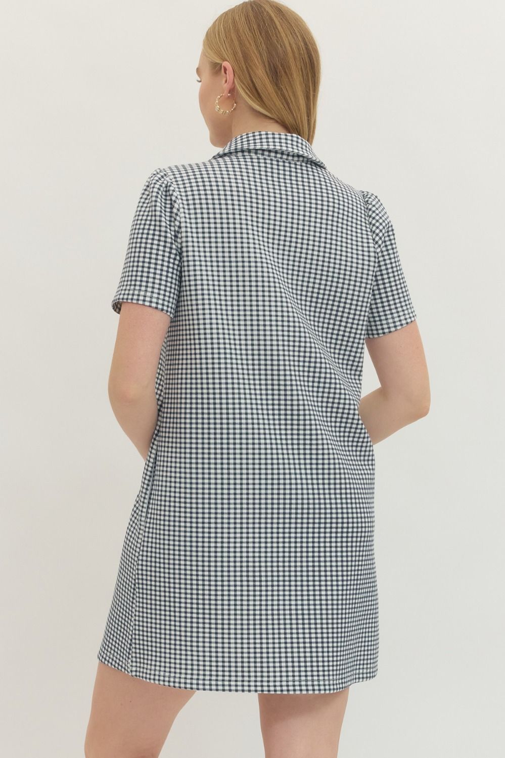 🤍 Gingham Puff Sleeve Mini Dress