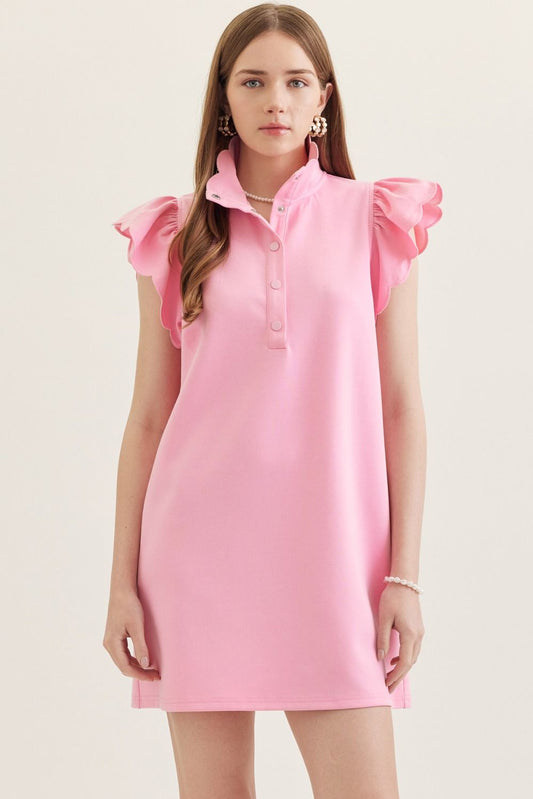 🤍 Scallop Flutter Sleeve Mini Dress