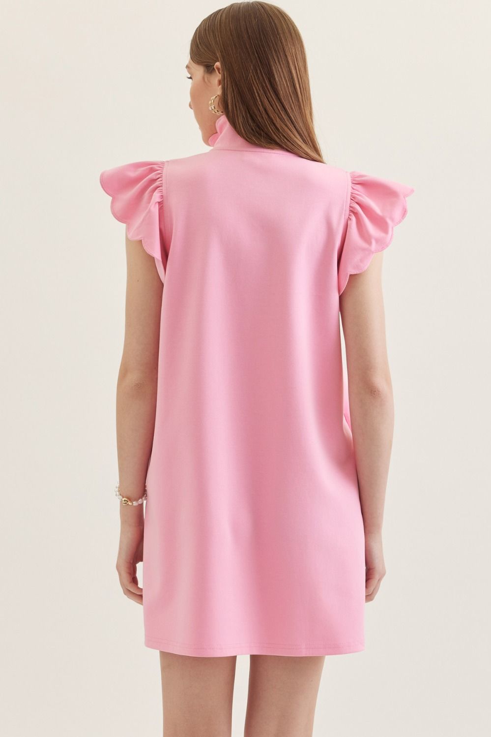 🤍 Scallop Flutter Sleeve Mini Dress