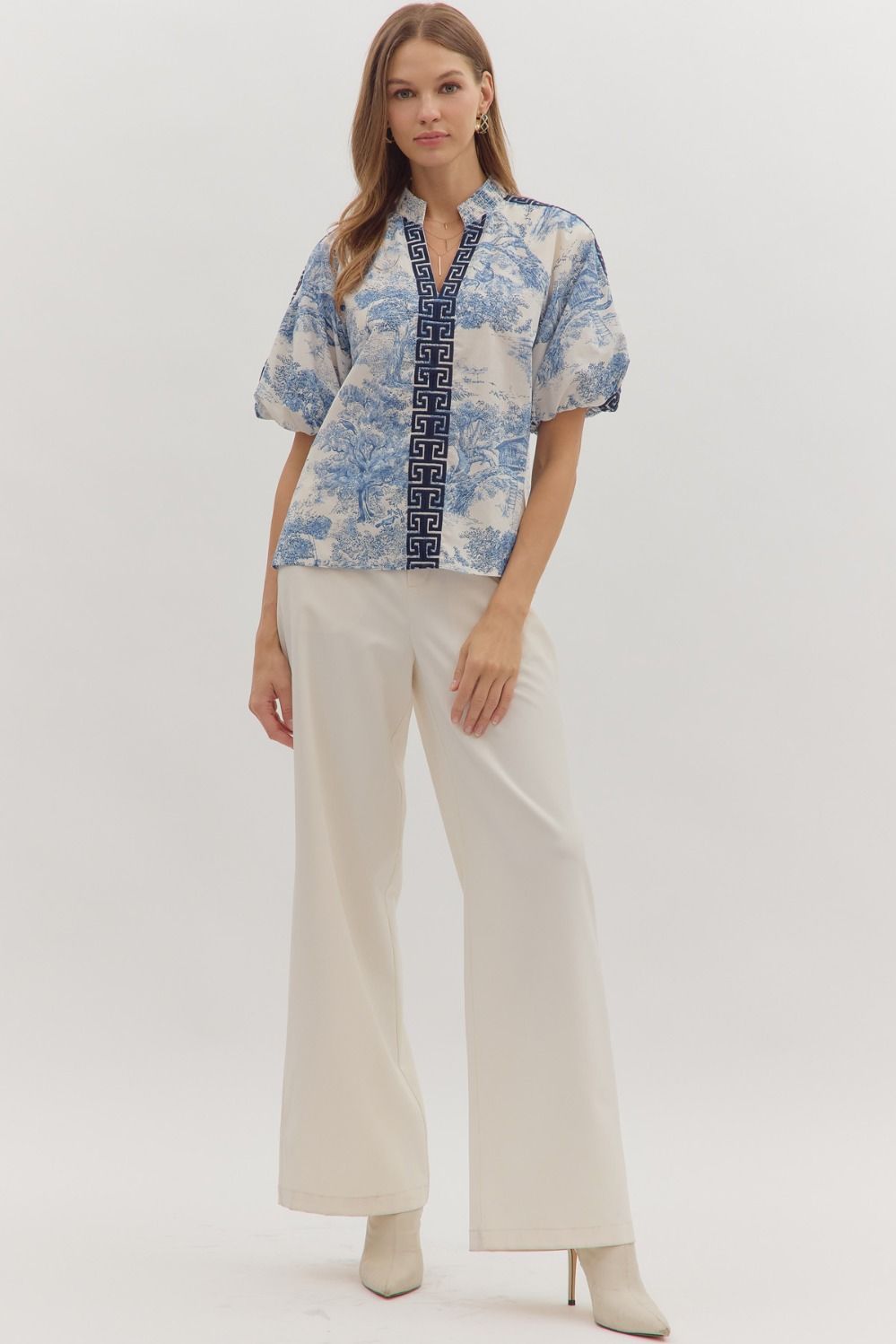 Navy Chinoiserie Blouse