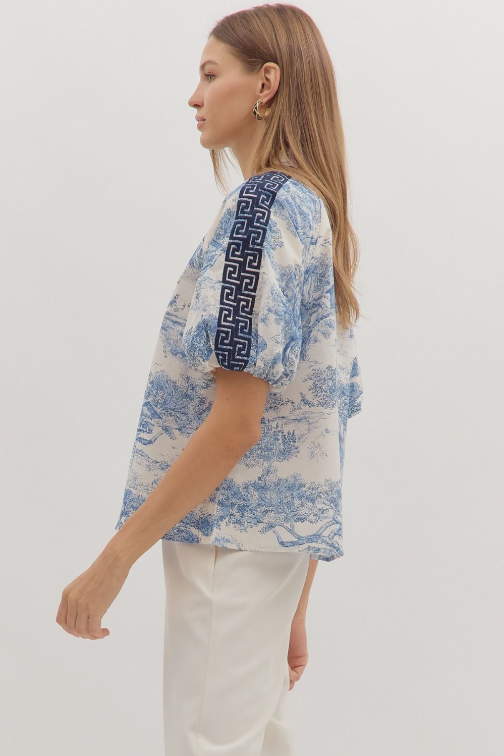 Navy Chinoiserie Blouse