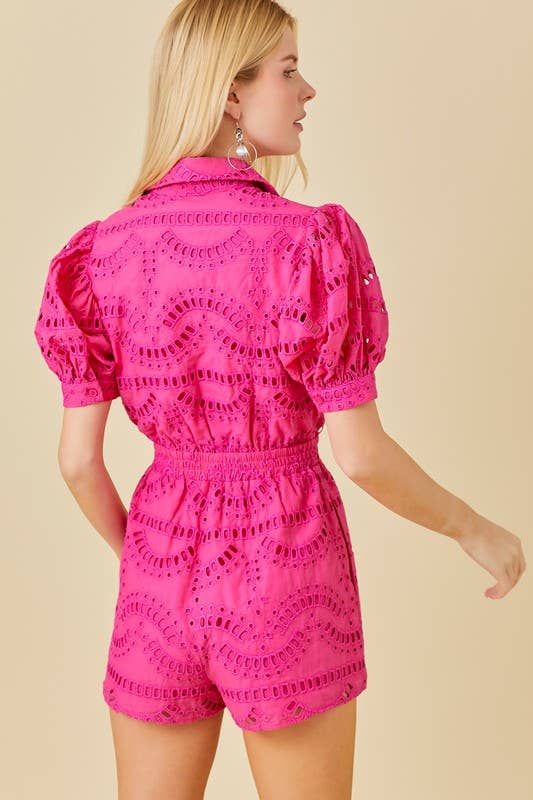 The Poppy Pink Eyelet Romper