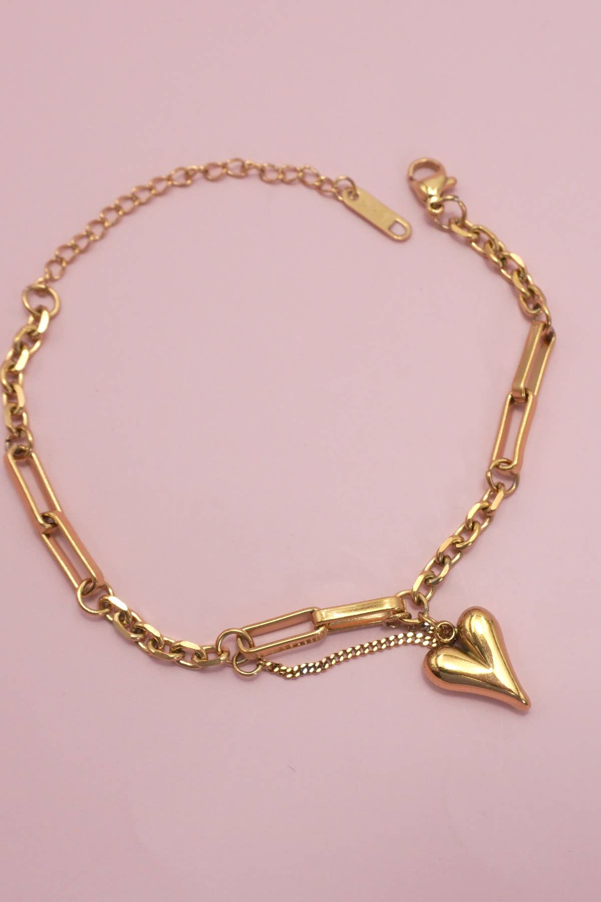 18K STAINLESS STEEL TARNISH FREE HEART BRACELET