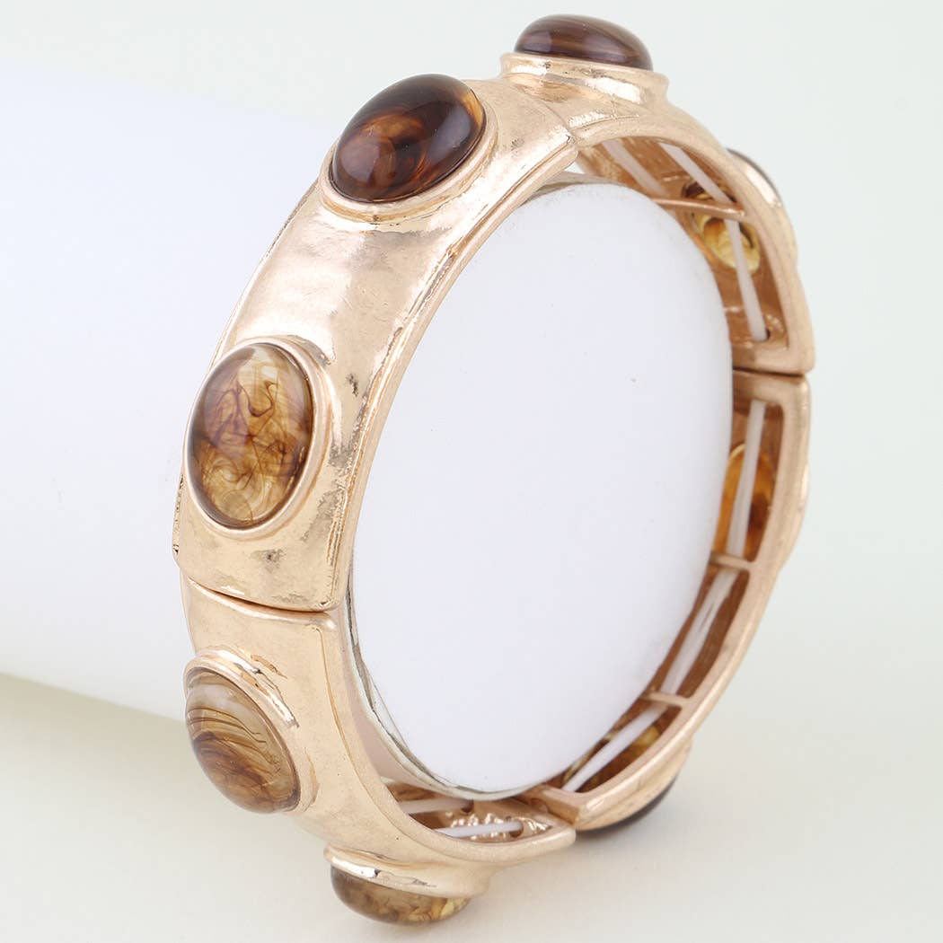 Oval Marble Stone Cuff Bracelet