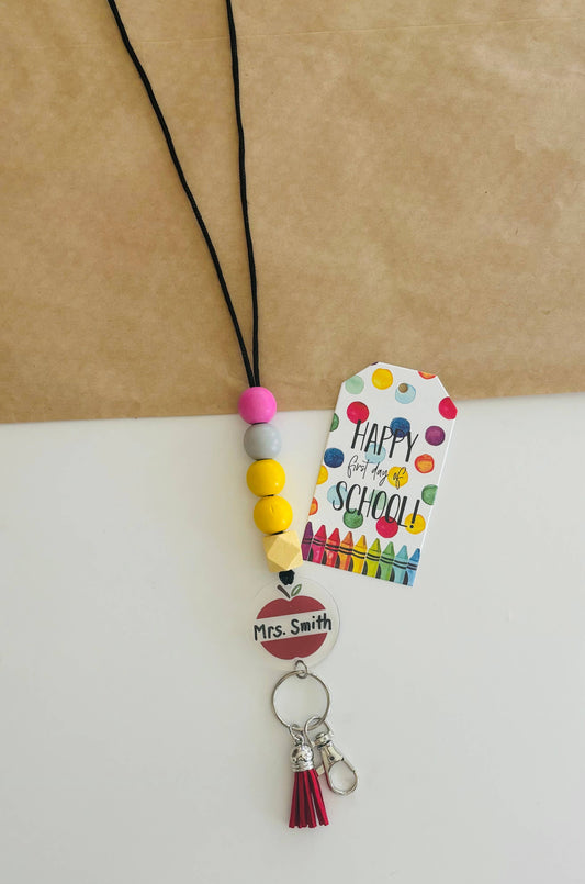 Back to School Teacher Appreciation Apple Lanyard & Gift Tag