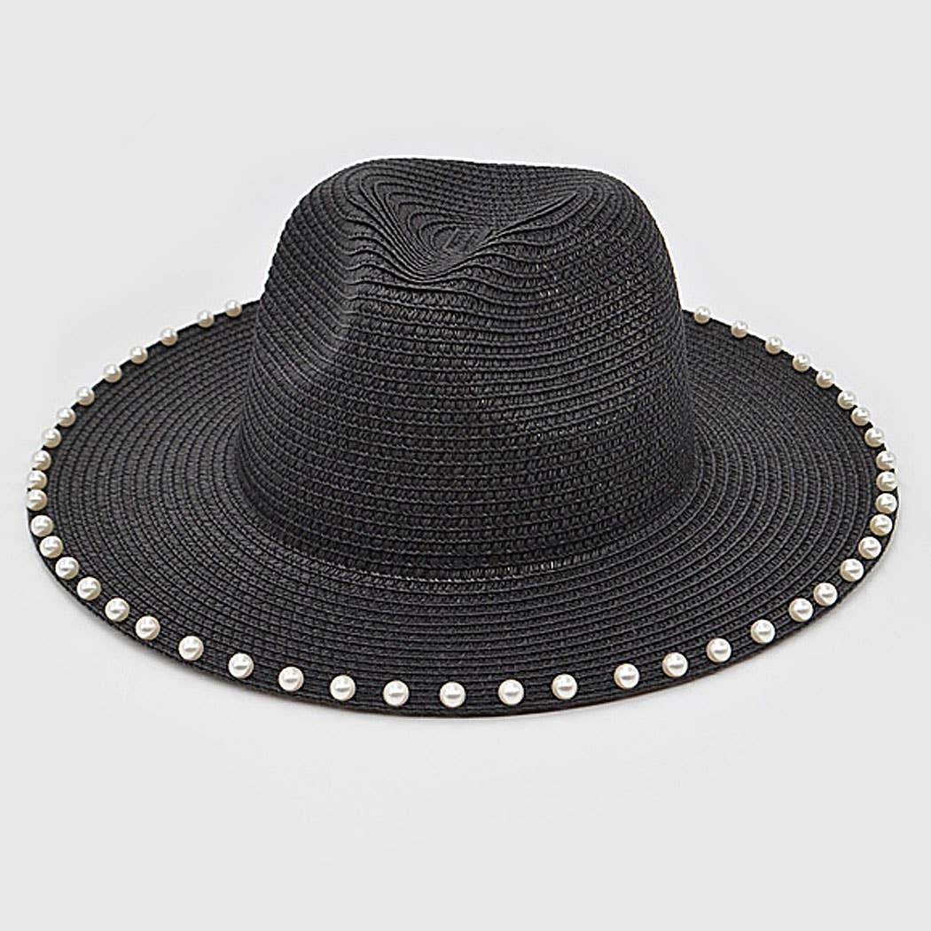 Beaded Straw Boater Hat