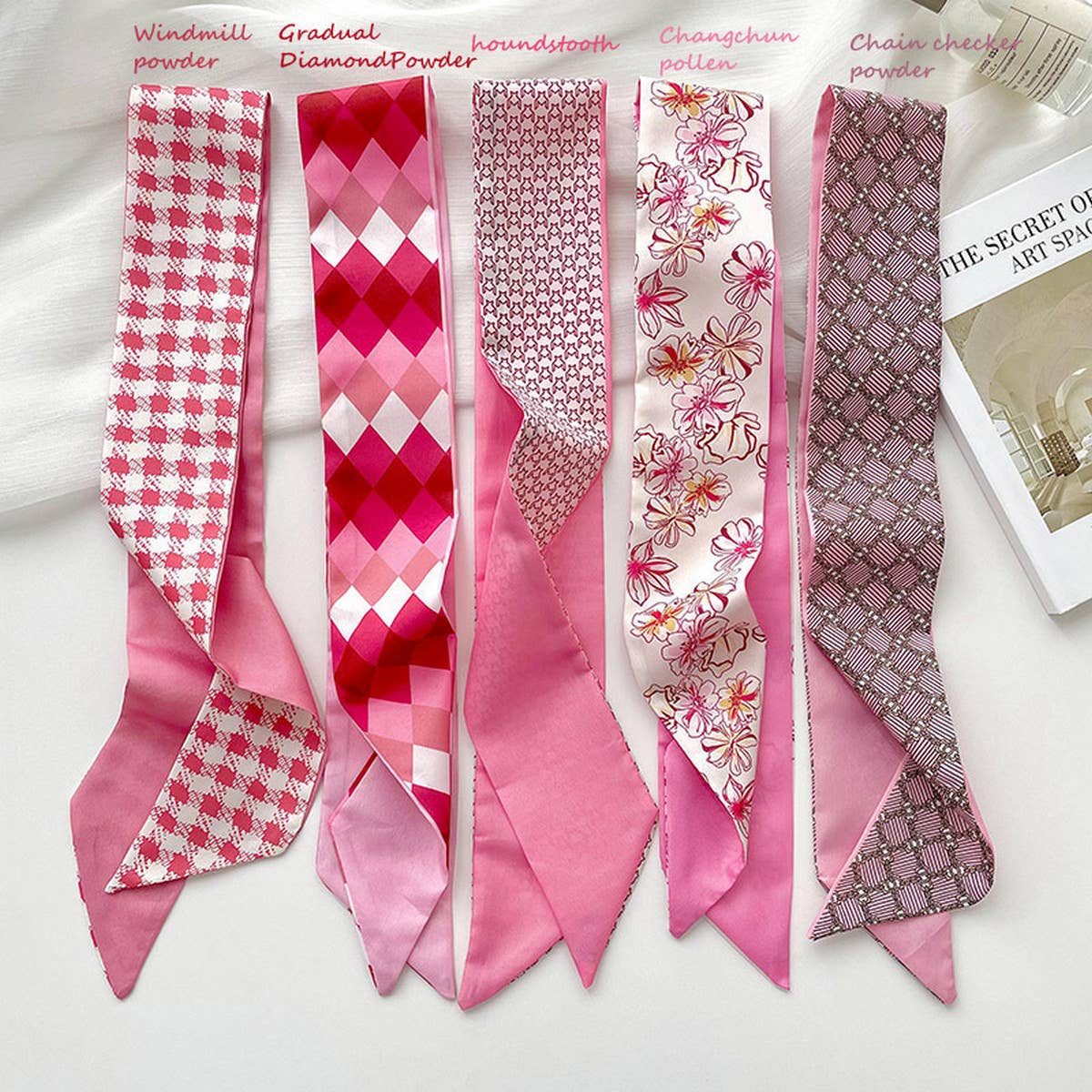 Pink Floral Skinny Scarf
