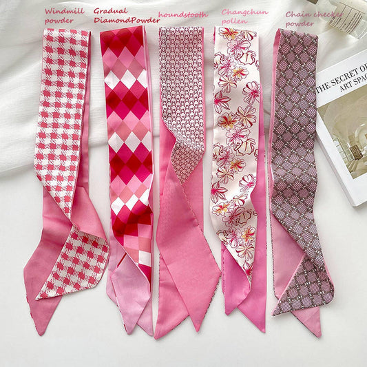 Pink Floral Skinny Scarf