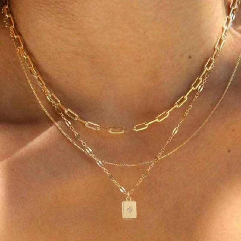 18K STAINLESS STEEL TARNISH FREE LAYERED NECKLACE