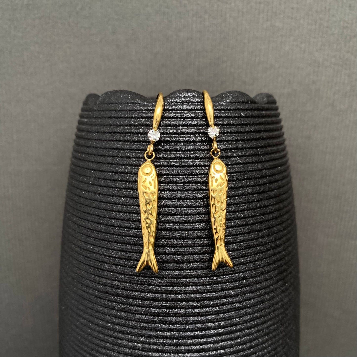 Fish 18K Gold Plated Stainless Steel Dangle Earrings