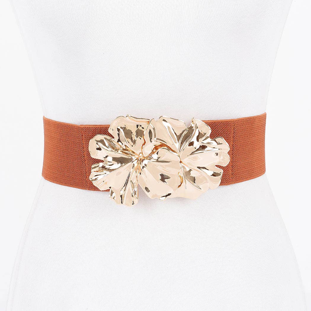 Metal Flower Elastic Belt