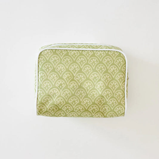 Weezie Green Block Print Small Toiletry Bag