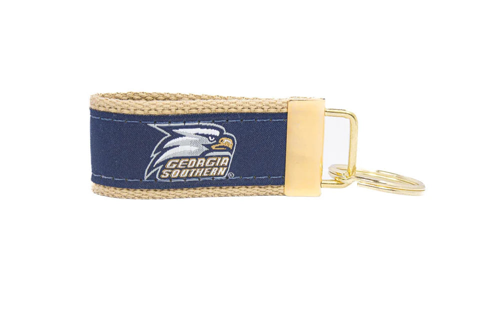 Zep-Pro Ribbon Key Chain Navy/Buff Georgia Southern