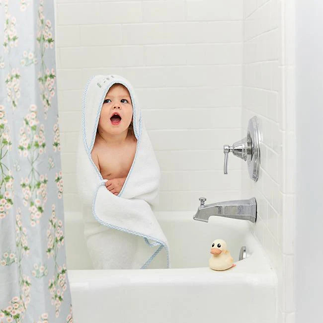 Weezie Baby Blue Gingham Hooded Baby Towel