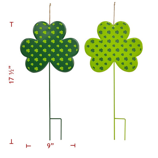 17.5" Metal Shamrock Yard Art – Assorted Colors (Sold Individually)