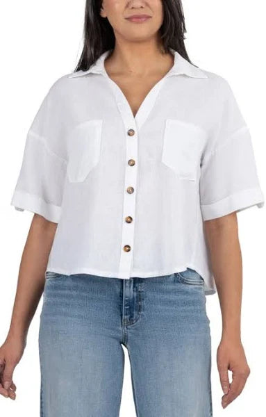 White Linen Button up Shirt