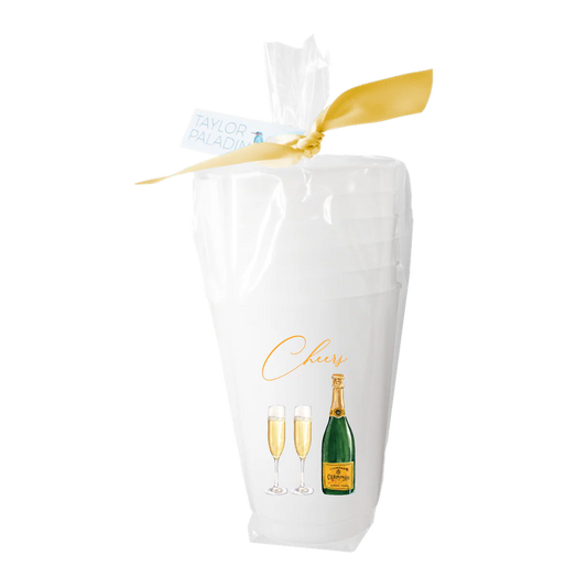 Cheers Champagne Bottle Frosted Cup (Set of 6)